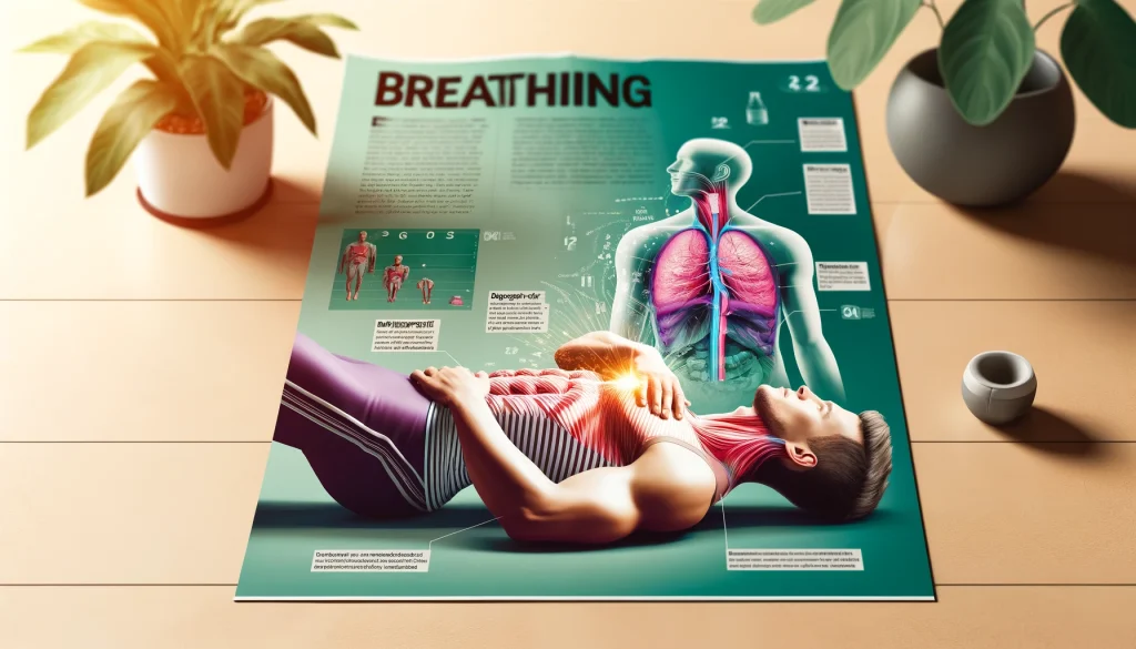la importancia de una buena respiracion en en entrenamiento; image illustrating diaphragmatic or abdominal breathing for training and health. The image features a fit person